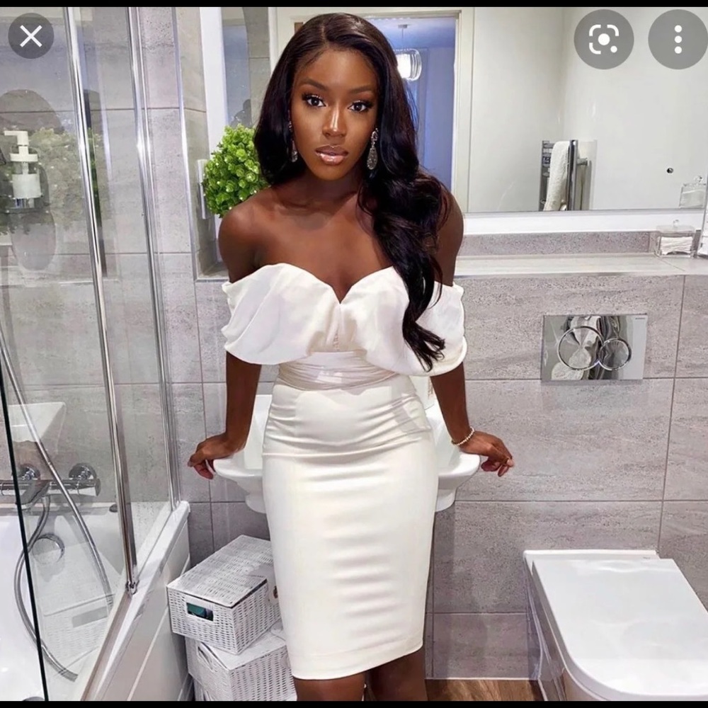 House Of CB 'Aisha' Ivory Satin Strapless Dress